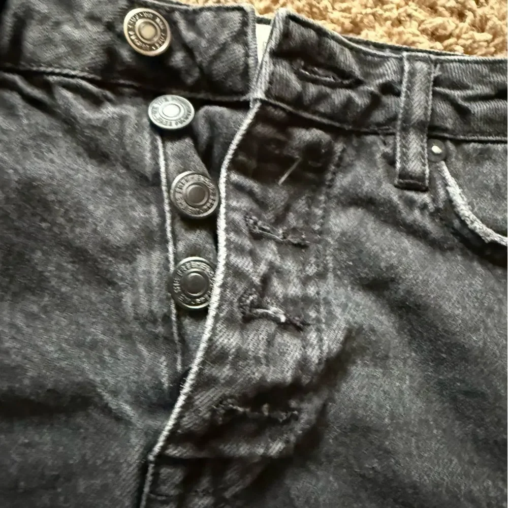 26 size We The Free Free People Black Denim Skirt Jean skirt distressed